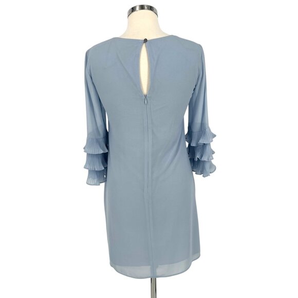 Vince Camuto Ruffle Sleeve Shift Dress Keyhole Back Light Blue Size 2 - Picture 3 of 11